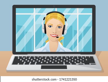 Customer support conversation on laptop screen