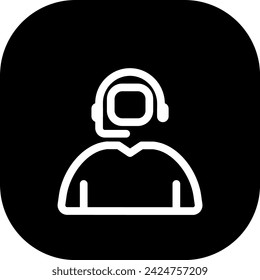 Icono de servicios de entrega de soporte al cliente con estilo de contorno de línea rellena negra. servicio, soporte, cliente, ayuda, negocio, tecnología, llamada. Ilustración vectorial