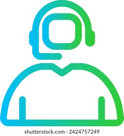 Icono de servicios de entrega de soporte al cliente con estilo de contorno de degradado azul y verde. servicio, soporte, cliente, ayuda, negocio, tecnología, llamada. Ilustración vectorial