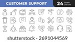 Customer support editable line icon set. Service, assistance, help desk, operator, and feedback icons, Thin outline stroke. Vector illustration