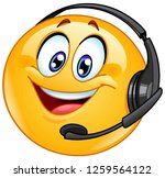 Customer support emoji emoticon with headset