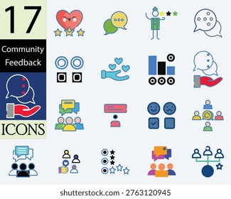 Customer Support and Feedback Flat Line Icons Collection,