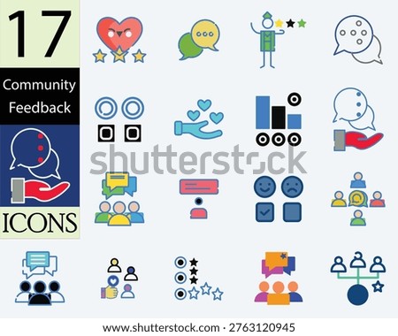 Customer Support and Feedback Flat Line Icons Collection,