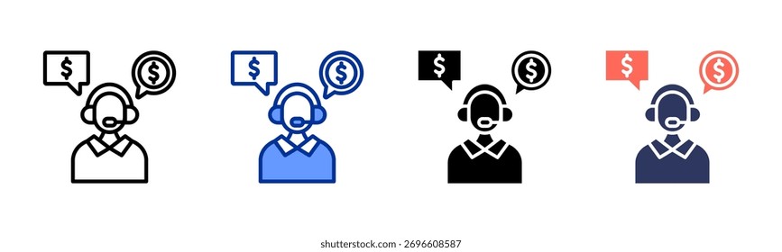Customer Support Finance icon sheet multiple style collection