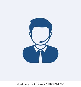 Customer support flat icon. call center operator symbol concept isolated on white background. Vector illustration