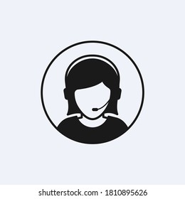 Customer support flat icon. call center operator symbol concept isolated on white background. Vector illustration