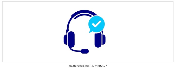 Customer support flat icon. Verified service and call center symbol