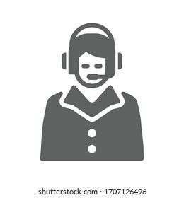 Customer support gray color icon, helpline service, call center