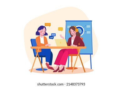 Soporte al cliente y concepto de Ilustración guía. Ilustración plana aislada en fondo blanco