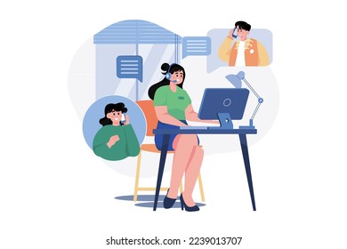 Customer Support And Guide Illustration concept on white background