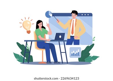 Soporte al cliente e Ilustración de guía sobre fondo blanco