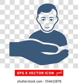 Customer Support Hand EPS vector icon. Illustration style is flat iconic blue symbol on chess transparent background.