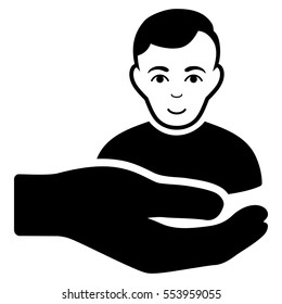 Customer Support Hand vector icon. Flat black symbol. Pictogram is isolated on a white background. Designed for web and software interfaces.