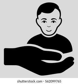 Customer Support Hand vector icon. Flat black symbol. Pictogram is isolated on a light gray background. Designed for web and software interfaces.