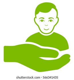 Customer Support Hand vector icon. Flat eco green symbol. Pictogram is isolated on a white background. Designed for web and software interfaces.