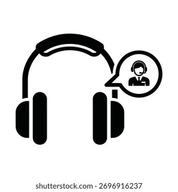 Customer Support Headset Icon With Chat
