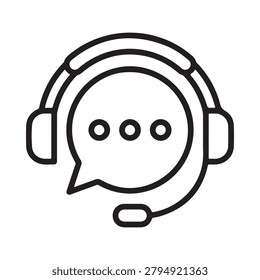 Customer Support Headset Icon – Live Chat Service and Technical Support Vector Symbol