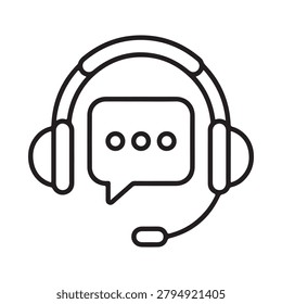 Customer Support Headset Icon – Live Chat Service and Technical Support Vector Symbol