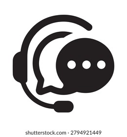 Customer Support Headset Icon – Live Chat Service and Technical Support Vector Symbol