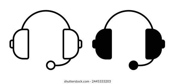 Conjunto de iconos de auriculares de Asistencia al cliente. Símbolos de comunicación y centro de llamadas.