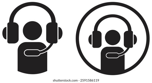 Customer Support Headset Icon Variations. Isolated On Transparent Background.