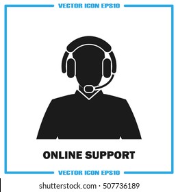 Customer support help desk icon vector EPS 10, assistant operator phoning badge, hot line communication emblem, agent user talking, flat icon modern design sign isolated