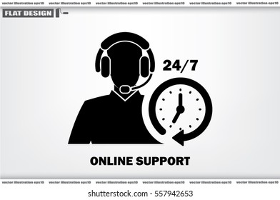 Customer support help desk icon vector EPS 10, assistant operator phoning badge, hot line communication emblem, agent user talking, flat icon modern, design sign isolated 