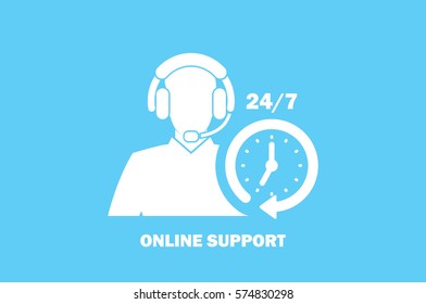 Customer support help desk icon vector EPS 10, assistant operator phoning badge, hot line communication emblem, agent user talking, flat icon modern design sign isolated.