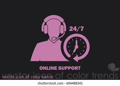 Customer support help desk icon vector EPS 10, assistant operator phoning badge, hot line communication emblem, agent user talking, flat icon modern design sign isolated