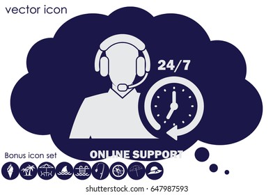 Customer support help desk icon vector EPS 10, assistant operator phoning badge, hot line communication emblem, agent user talking, flat icon modern design sign isolated