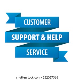 Customer Support and Help Service tag ribbon banner icon isolated on white background. Vector illustration