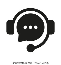 Customer support helpdesk or technician help logo symbol. icon Hotline support service with headphones