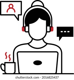 Customer Support and Helpline Vector Icon Design, Business and Management Symbol, Banking and finance Sign, ECommerce and Delivery Stock illustration, Call Center or CRM Concept