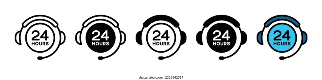 Customer support icon. 24 hours contact support service, Call center icon symbol in line and flat style on white background with editable stroke for apps and websites. Vector illustration EPS 10