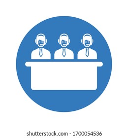 Icono de asistencia al cliente, centro de llamadas, línea directa/versión azul