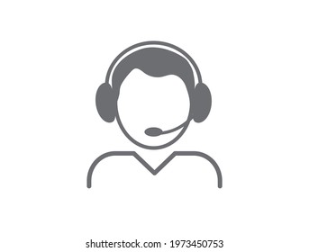 Customer support icon. Call center operator icon on white background. Vector illustration.