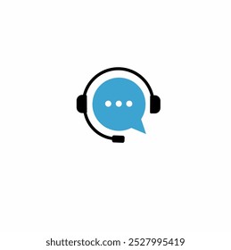 Customer support. Support Icon can be used for company, logo, and others.Headphones with microphone with speech bubble chat icon, Customer consultation service online.