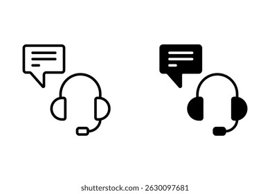 Atendimento ao cliente. Ícone de suporte pode ser usado para a empresa, logotipo e outros.Fones de ouvido com microfone com balão ícone de bate-papo, Serviço de consulta ao cliente online.