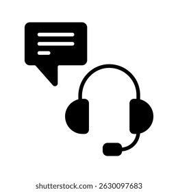 Customer support. Support Icon can be used for company, logo, and others.Headphones with microphone with speech bubble chat icon, Customer consultation service online.