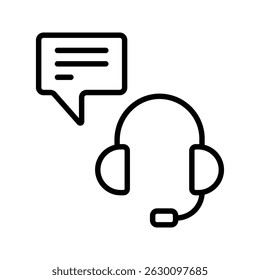 Customer support. Support Icon can be used for company, logo, and others.Headphones with microphone with speech bubble chat icon, Customer consultation service online.