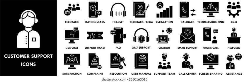 Customer Support icon collection set. Containing design customer, support, business, technology, service