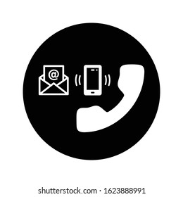 Customer support icon, contact us, email, call, assist 