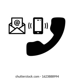 Customer support icon, contact us, email, call, assist 