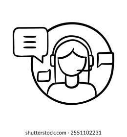 Symbol "Customer Support" - Headset mit Sprechblase, Unterstützung, Helpdesk und Client-Support
