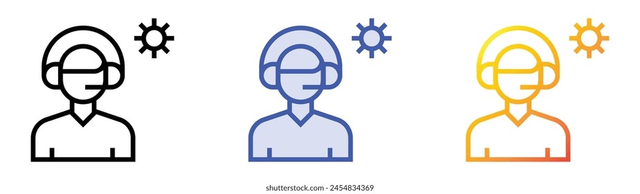 customer support icon. Linear, Blue Fill and Gradient Style Design Isolated On White Background