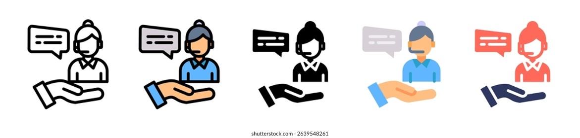 Customer Support Icon Multiple Vector Illustration