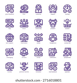 Asistencia al cliente Icon pack para su Sitio web, móvil, presentación y diseño de logotipo. Diseño de color básico de la línea de iconos de Asistencia al cliente. Ilustración gráfica de Vector y trazo editable.