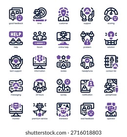Customer Support Icon pack para seu design de site, celular, apresentação e logotipo. Ícone de suporte ao cliente design de tom duplo. Ilustração de gráficos vetoriais e traçado editável.