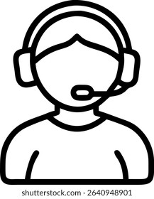 Customer Support Icon Person Wearing Headset Call Center Operator Assistance and Online Service