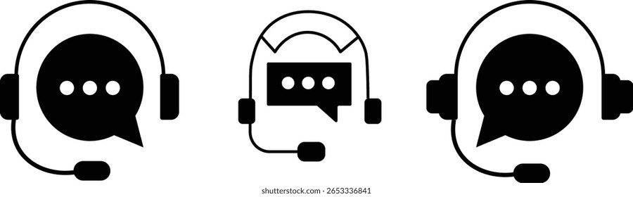 Icono de Asistencia al cliente. Icono de Servicio al cliente. Póngase en contacto con el Botón del agente de Asistencia. Signo de chat de Asistencia al cliente. Servicio al cliente, centro de llamadas, línea directa. Línea y colección de iconos sólidos